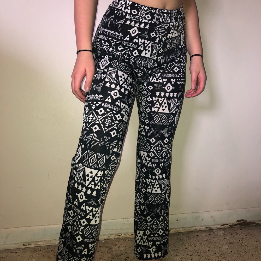 black and white Aztec pattern joggers